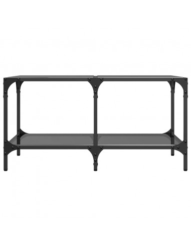 Tavolino con Piano in Vetro Nero 78,5x40x40 cm Acciaio