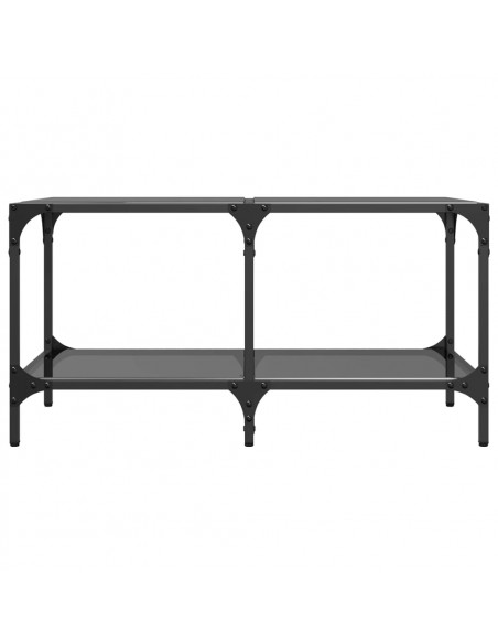 Tavolino con Piano in Vetro Nero 78,5x40x40 cm Acciaio