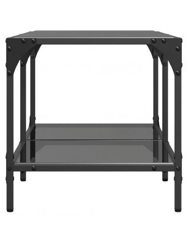 Tavolino con Piano in Vetro Nero 78,5x40x40 cm Acciaio