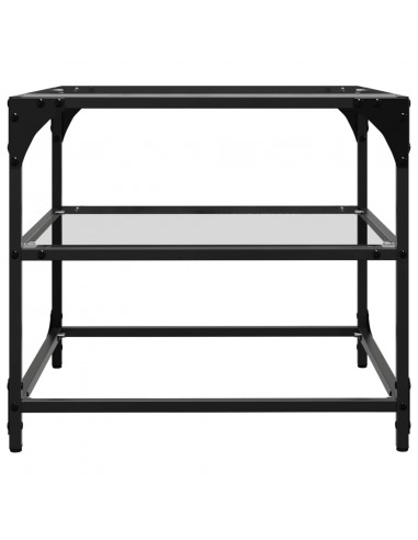 Tavolini con Piano in Vetro Trasparente 2 pz 50x50x45cm Acciaio