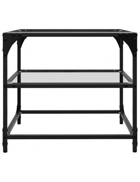 Tavolini con Piano in Vetro Trasparente 2 pz 50x50x45cm Acciaio