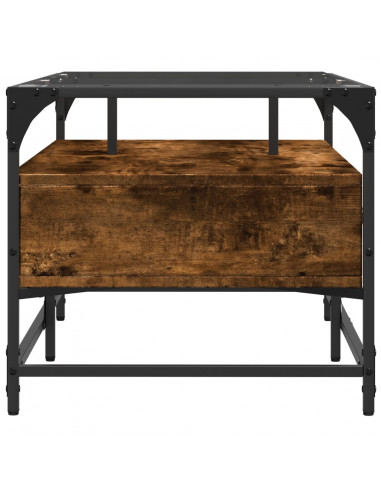 Tavolino con Piano in Vetro Rovere Fumo 98,5x50x45 cm Acciaio