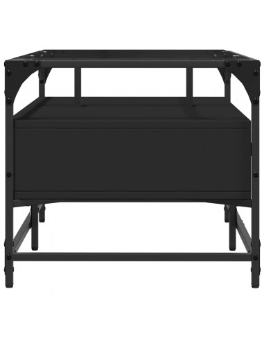 Tavolino con Piano in Vetro Nero 98,5x50x45 cm Acciaio
