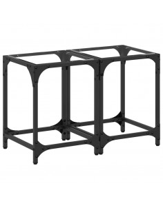 Tavolini con Piano in Vetro Trasparente 2 pz 30x30x40cm Acciaio 2