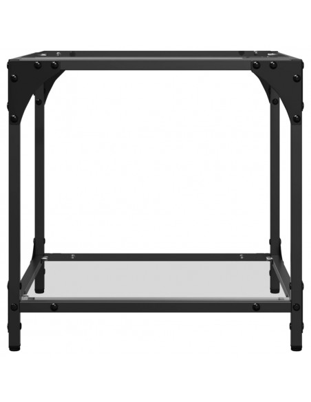 Tavolini con Piano in Vetro Trasparente 2 pz 40x40x40cm Acciaio