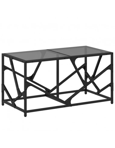 Tavolino con Piano in Vetro Nero 78,5x40x41 cm Acciaio