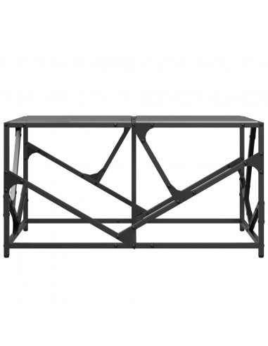 Tavolino con Piano in Vetro Nero 78,5x40x41 cm Acciaio