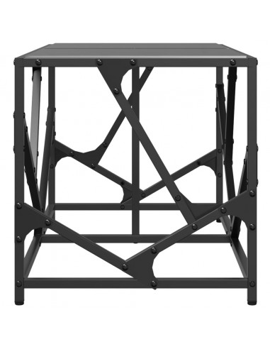 Tavolino con Piano in Vetro Nero 78,5x40x41 cm Acciaio