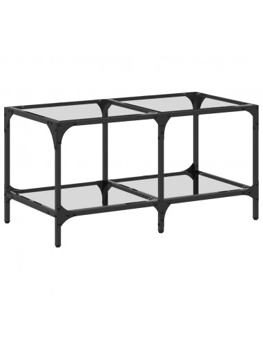 Tavolini con Piano Vetro Trasparente 2 pz 78,5x40x40 cm Acciaio
