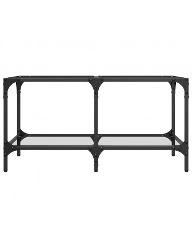 Tavolini con Piano Vetro Trasparente 2 pz 78,5x40x40 cm Acciaio