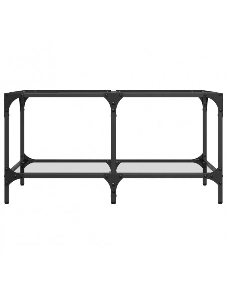 Tavolini con Piano Vetro Trasparente 2 pz 78,5x40x40 cm Acciaio