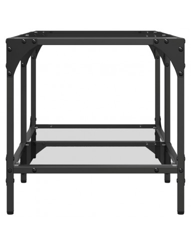 Tavolini con Piano Vetro Trasparente 2 pz 78,5x40x40 cm Acciaio