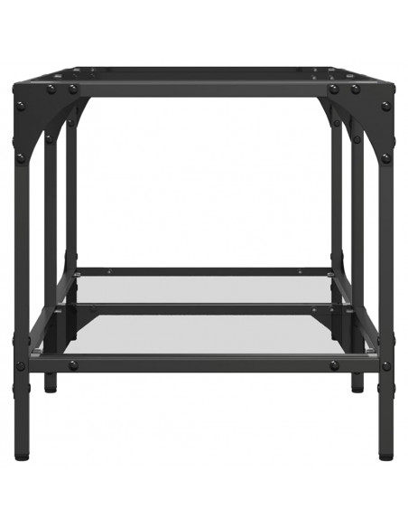 Tavolini con Piano Vetro Trasparente 2 pz 78,5x40x40 cm Acciaio