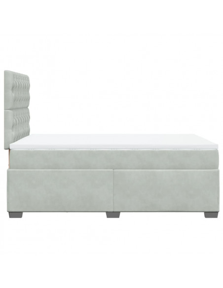 Giroletto a Molle con Materasso Grigio Chiaro 120x200cm Velluto