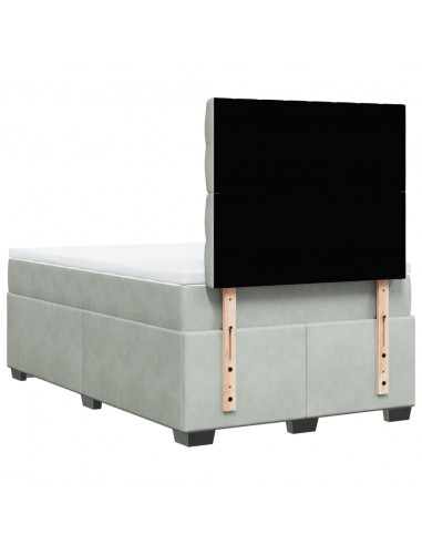 Giroletto a Molle con Materasso Grigio Chiaro 120x200cm Velluto