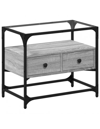 Mobile TV Piano Vetro Grigio Sonoma 60x35x51 Legno Multistrato