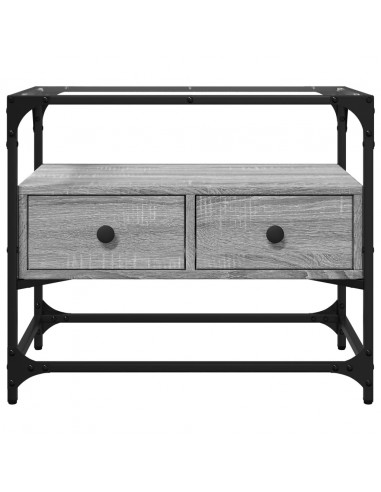 Mobile TV Piano Vetro Grigio Sonoma 60x35x51 Legno Multistrato