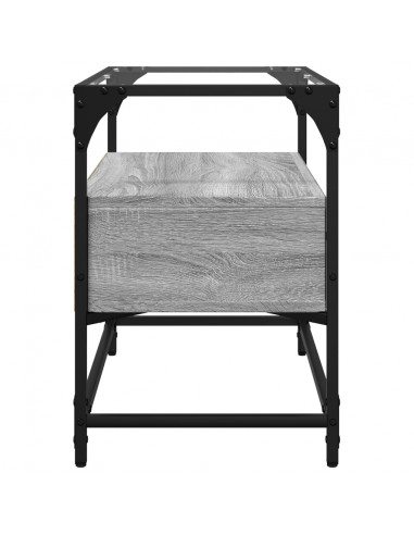 Mobile TV Piano Vetro Grigio Sonoma 60x35x51 Legno Multistrato