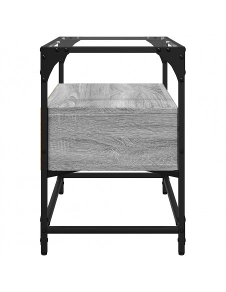 Mobile TV Piano Vetro Grigio Sonoma 60x35x51 Legno Multistrato
