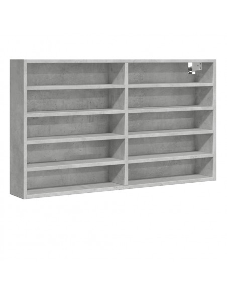 Armadietto Vetrina Grigio Cemento 100x15x58cm Legno Multistrato