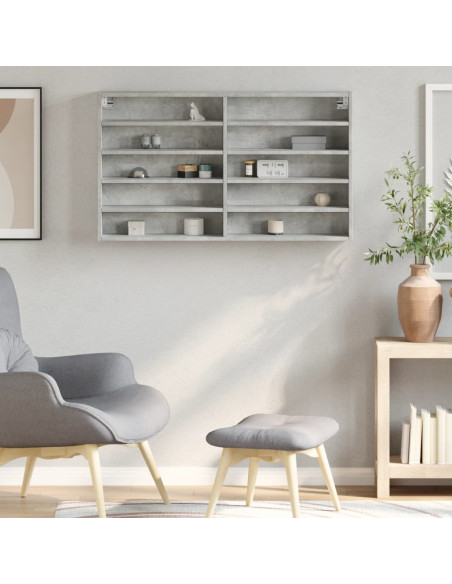 Armadietto Vetrina Grigio Cemento 100x15x58cm Legno Multistrato
