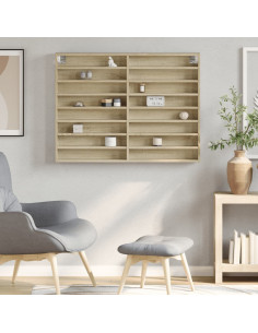 Armadietto Vetrina Rovere Sonoma 100x8,5x75cm Legno Multistrato 2