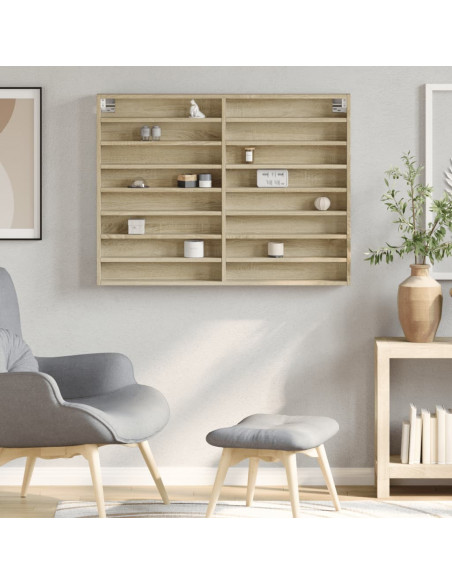 Armadietto Vetrina Rovere Sonoma 100x8,5x75cm Legno Multistrato