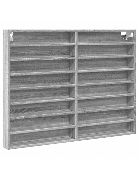 Armadietto Vetrina Grigio Sonoma 100x8,5x75cm Legno Multistrato