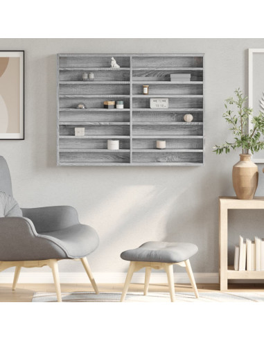 Armadietto Vetrina Grigio Sonoma 100x8,5x75cm Legno Multistrato