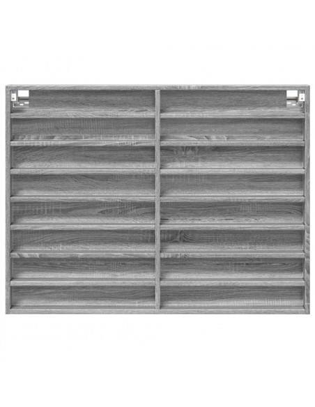 Armadietto Vetrina Grigio Sonoma 100x8,5x75cm Legno Multistrato