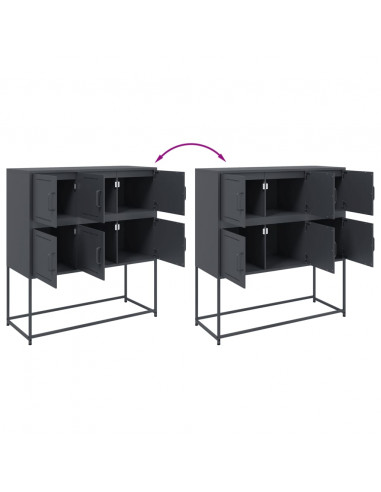 Credenza Antracite 100,5x39x107 cm in Acciaio Laminato a Freddo