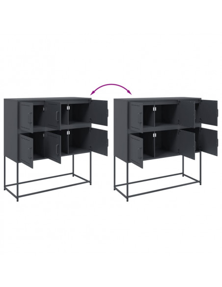 Credenza Antracite 100,5x39x107 cm in Acciaio Laminato a Freddo