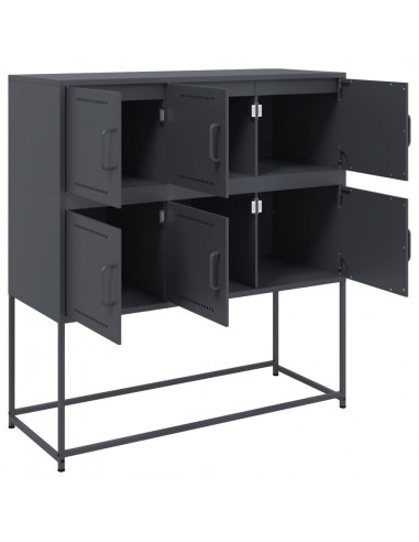Credenza Antracite 100,5x39x107 cm in Acciaio Laminato a Freddo