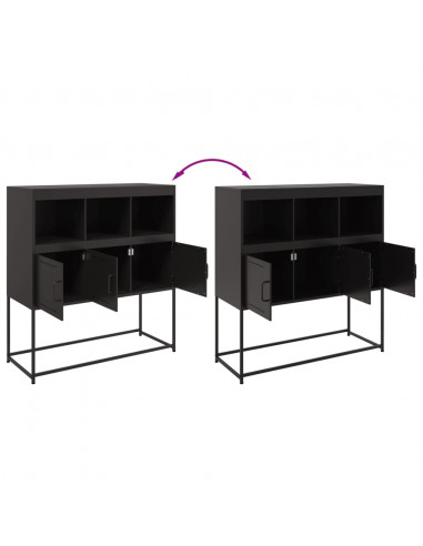 Credenza Nera 100,5x39x107 cm in Acciaio Laminato a Freddo