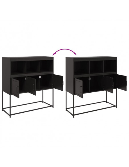 Credenza Nera 100,5x39x107 cm in Acciaio Laminato a Freddo