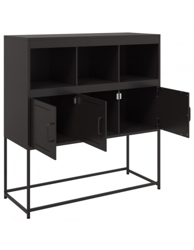 Credenza Nera 100,5x39x107 cm in Acciaio Laminato a Freddo