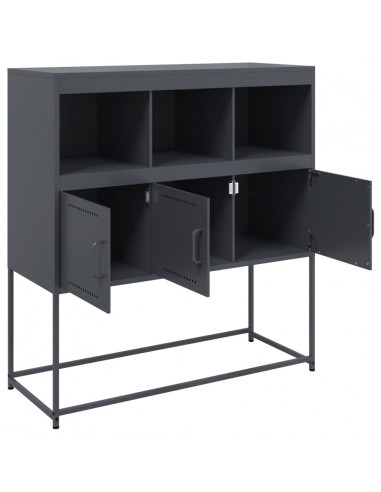 Credenza Antracite 100,5x39x107 cm in Acciaio Laminato a Freddo