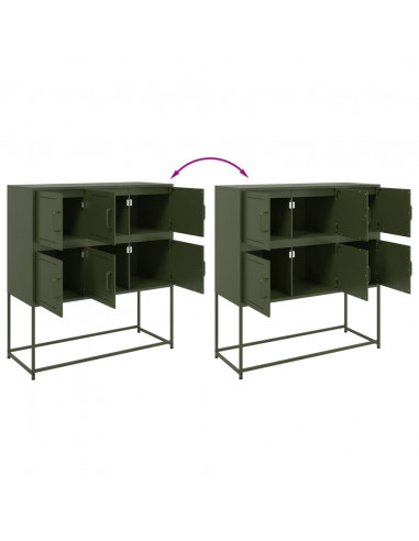 Credenza Verde Oliva 100,5x39x107 cm Acciaio Laminato a Freddo