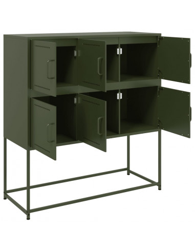 Credenza Verde Oliva 100,5x39x107 cm Acciaio Laminato a Freddo