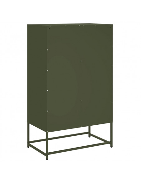 Credenza Verde Oliva 68x39x111,5 cm Acciaio Laminato a Freddo
