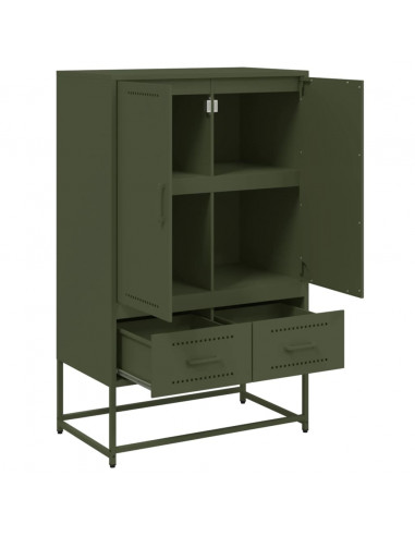 Credenza Verde Oliva 68x39x111,5 cm Acciaio Laminato a Freddo