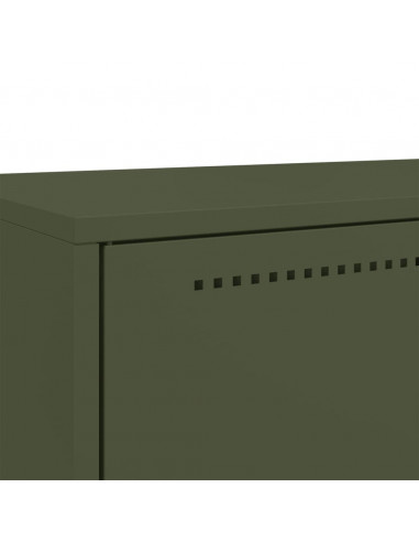 Credenza Verde Oliva 68x39x111,5 cm Acciaio Laminato a Freddo