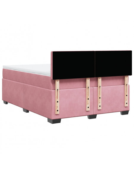 Giroletto a Molle con Materasso Rosa 140x190 cm in Velluto