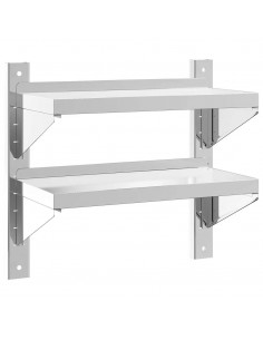 Mensola a Muro 2 Ripiani 50x23,5x60cm Argento in Acciaio Inox 2