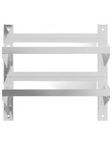Mensola a Muro 2 Ripiani 50x23,5x60cm Argento in Acciaio Inox