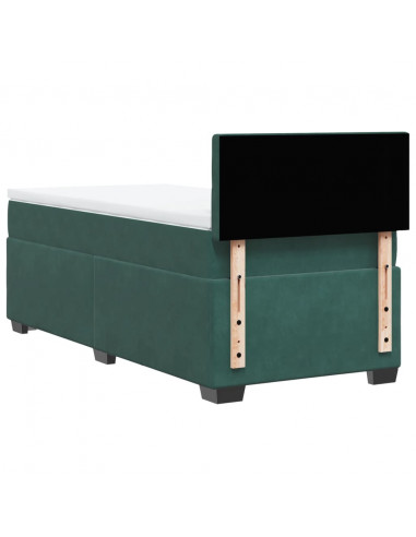 Giroletto a Molle con Materasso Verde Scuro 90x200 cm Velluto
