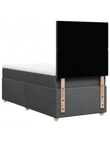 Giroletto a Molle con Materasso Grigio Scuro 80x200 cm Tessuto