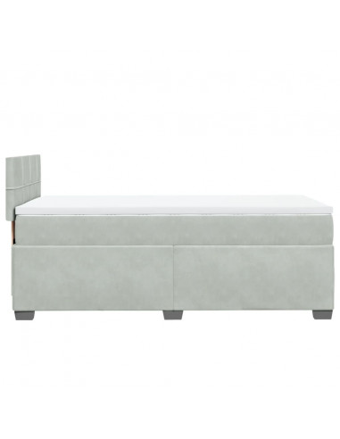 Giroletto a Molle con Materasso Grigio Chiaro 90x190 cm Velluto