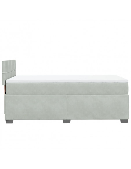 Giroletto a Molle con Materasso Grigio Chiaro 90x190 cm Velluto
