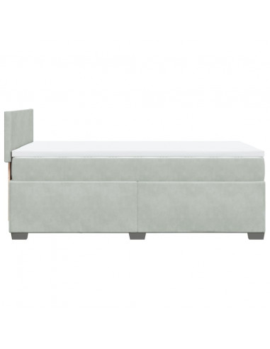 Giroletto a Molle con Materasso Grigio Chiaro 100x200cm Velluto